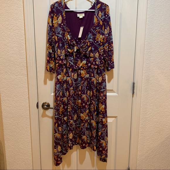 Anthropologie Beloved Dress NWT Purple Midi New - Picture 5 of 8